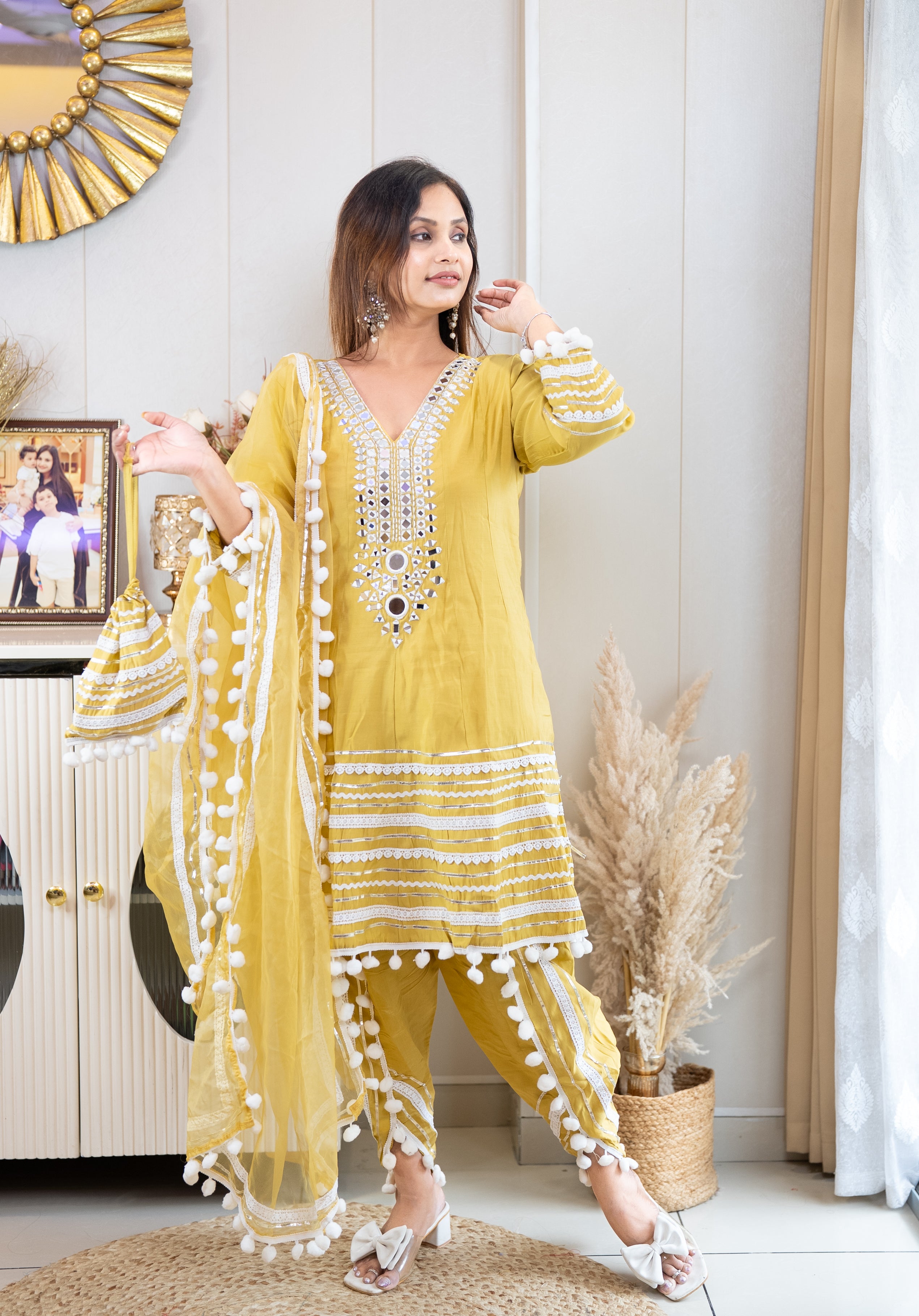 Genda Phool Mirrorwork Kurta Set
