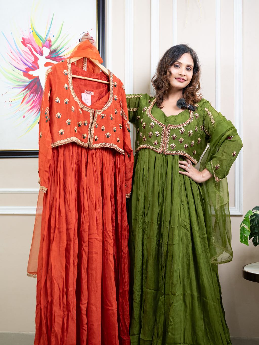 Long Gown With Heavy jacket work | Ethnic Gown