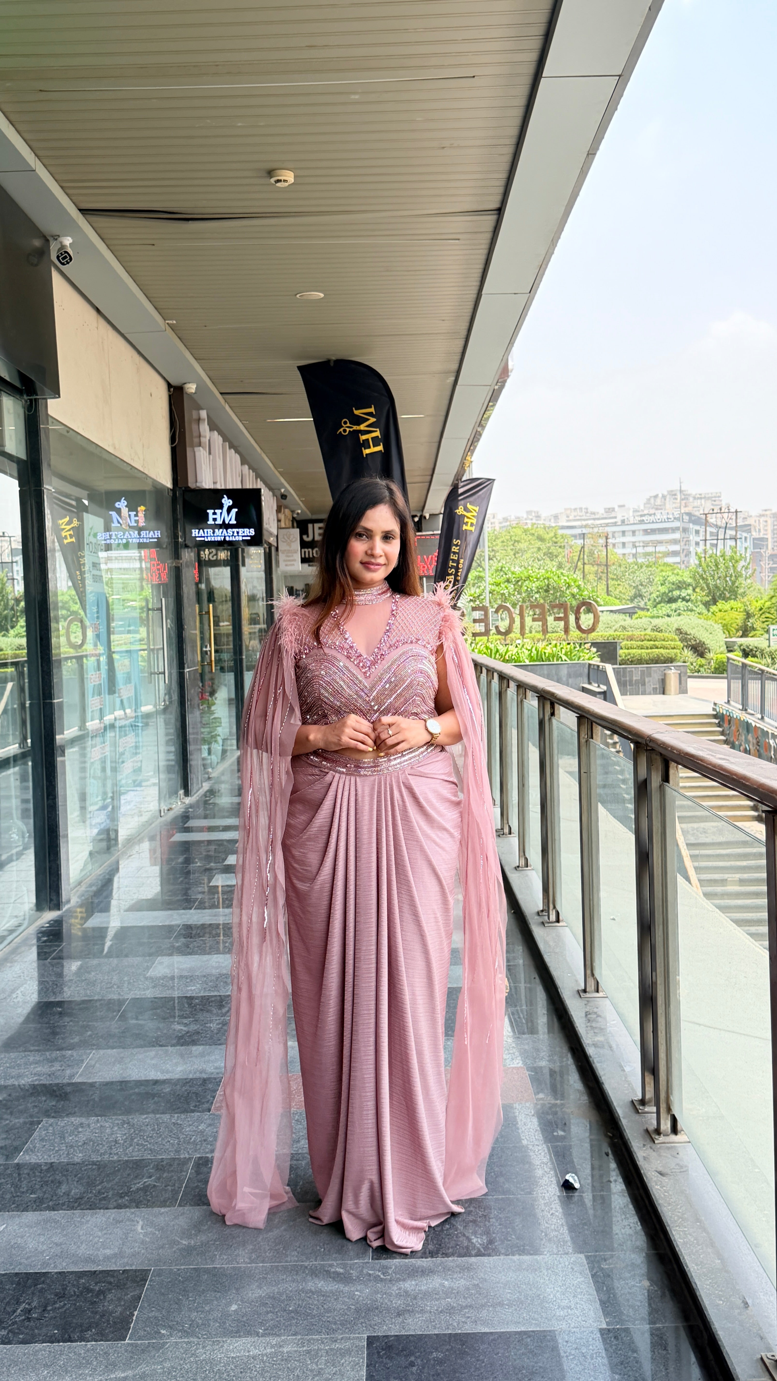 Blush Royale Drape Set|Indo Western Dress