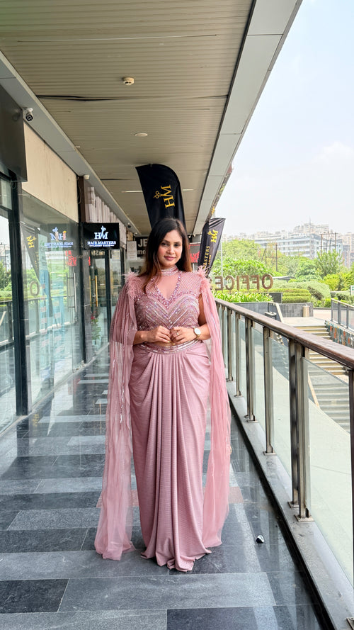 Blush Royale Drape Set|Indo Western Dress