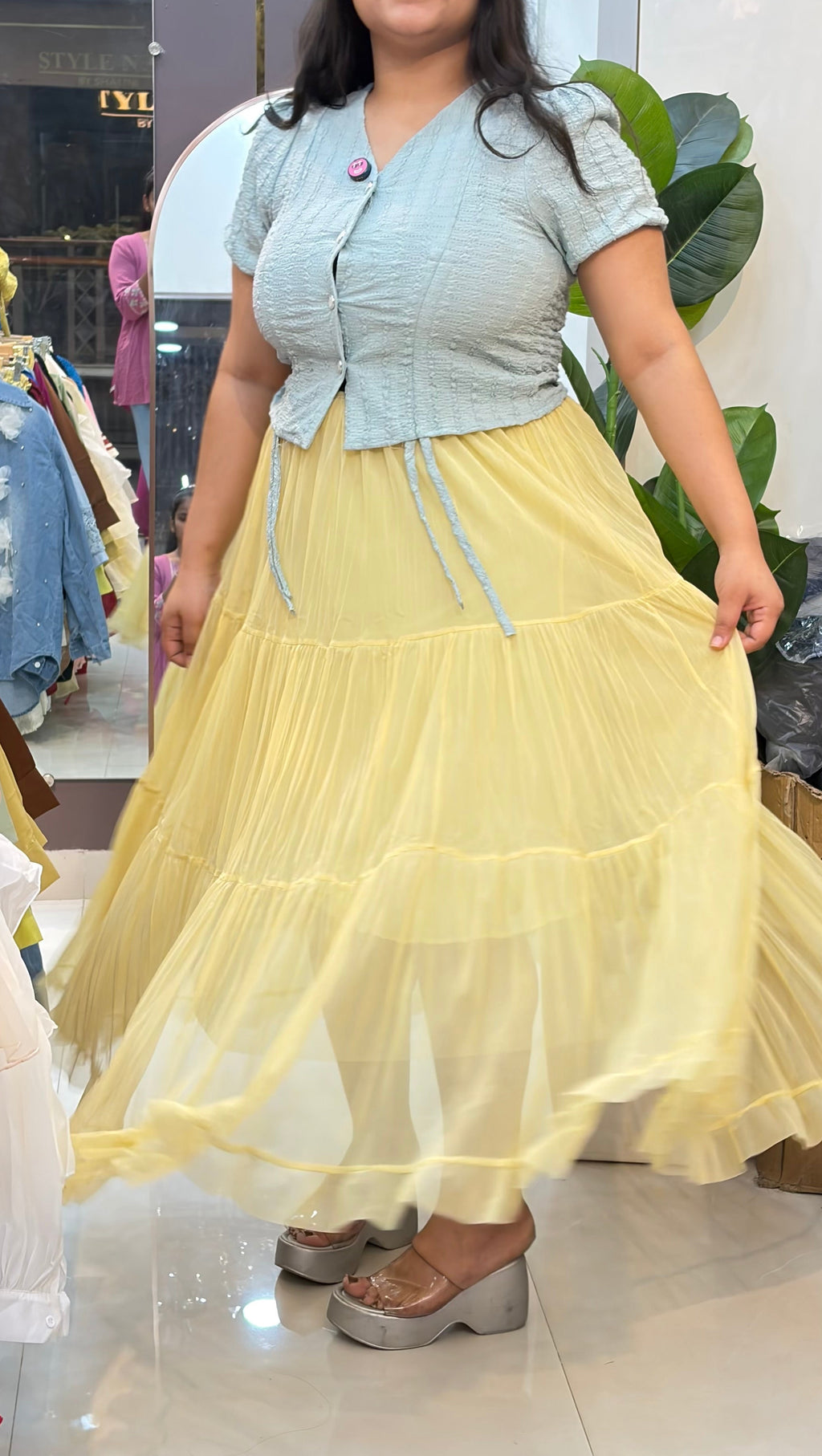 Flared Skirt|Yellow Skirt
