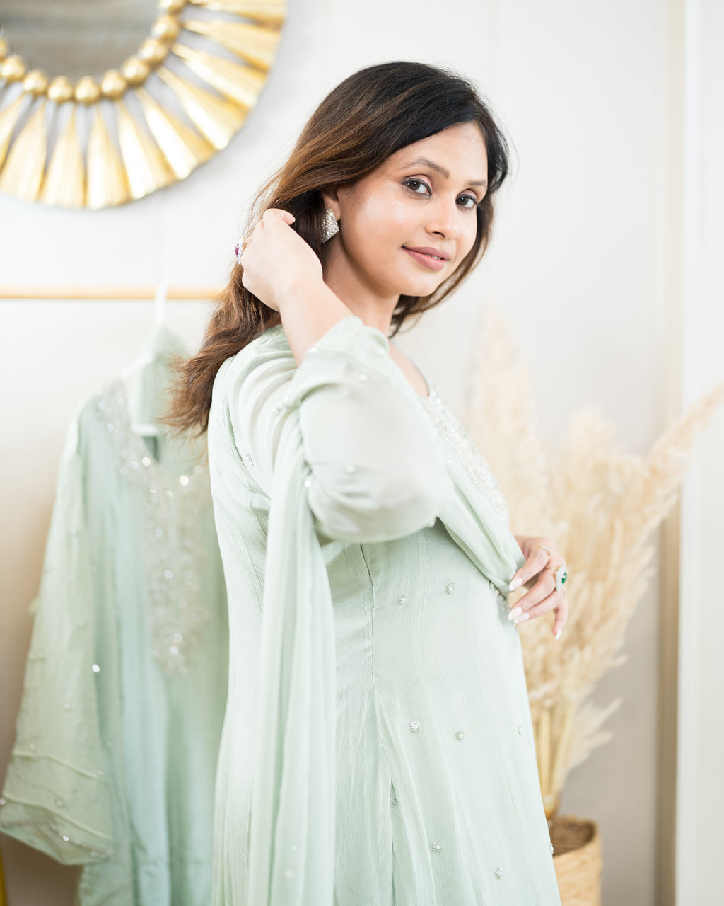 Mint Elegance Anarkali Set