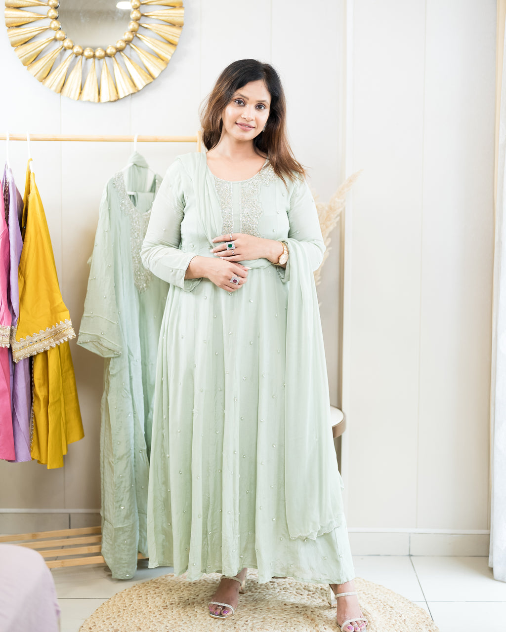 Mint Elegance Anarkali Set