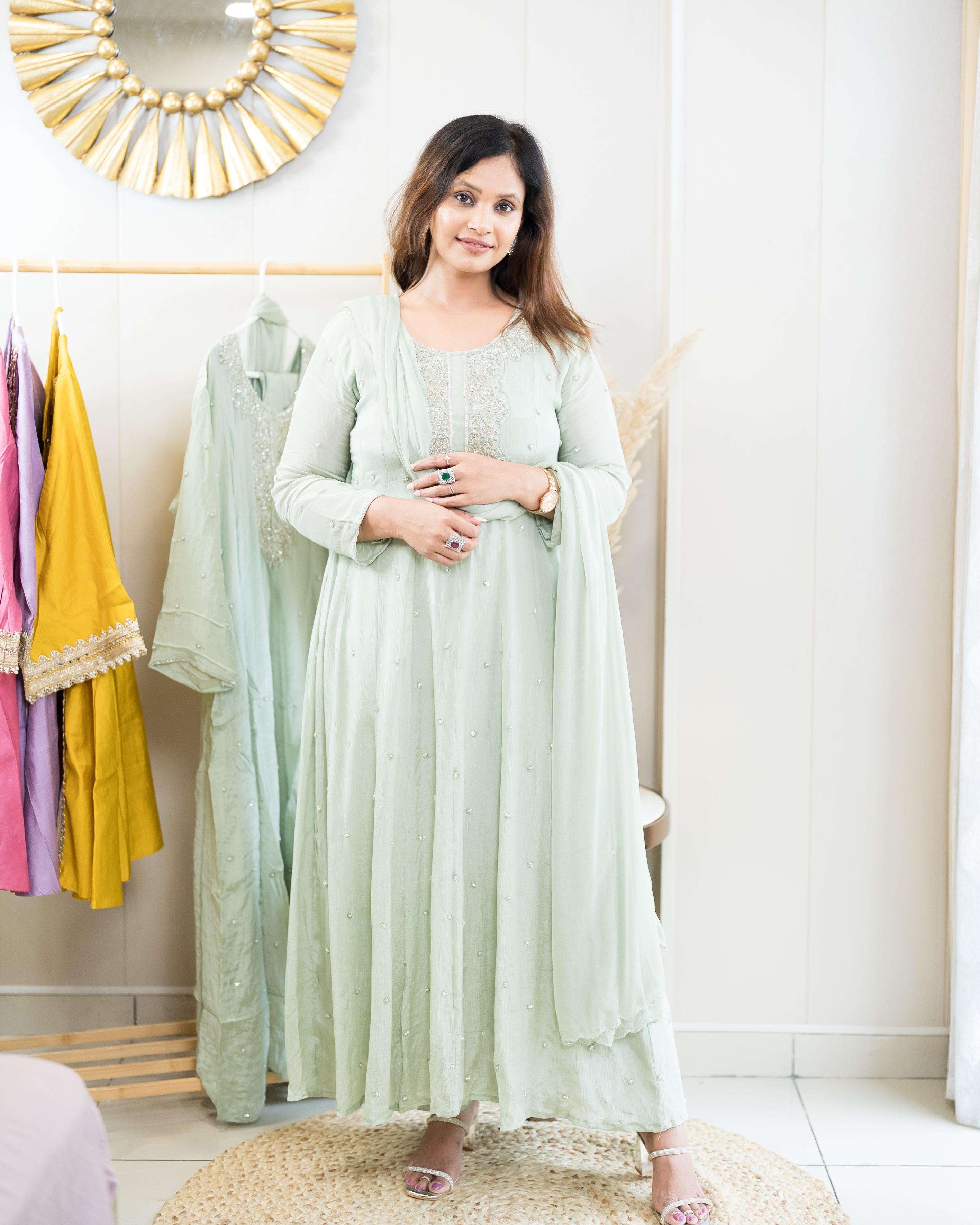 Mint Elegance Anarkali Set