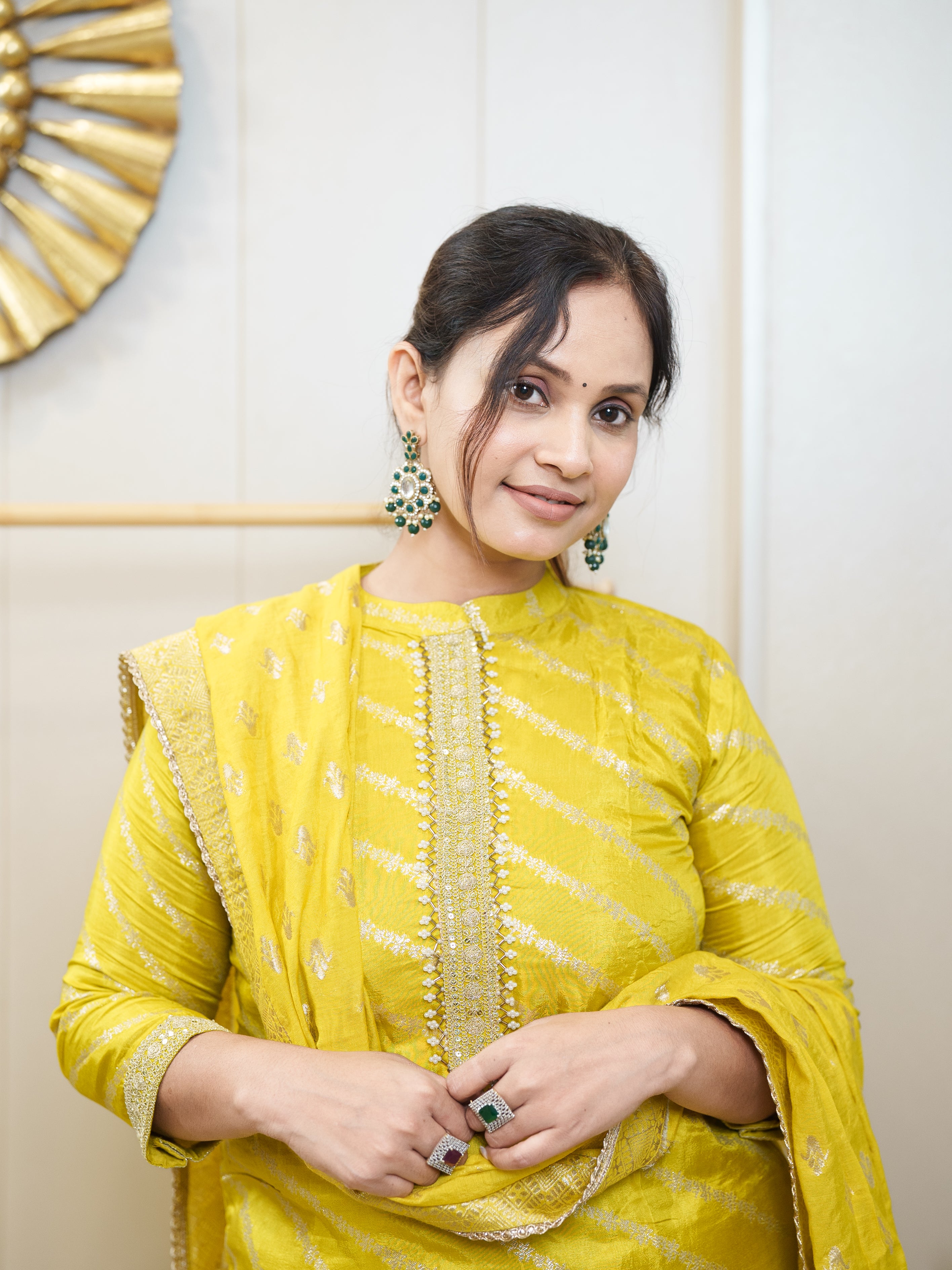 Sunlit Yellow Bandhej Kurta Set with Dupatta