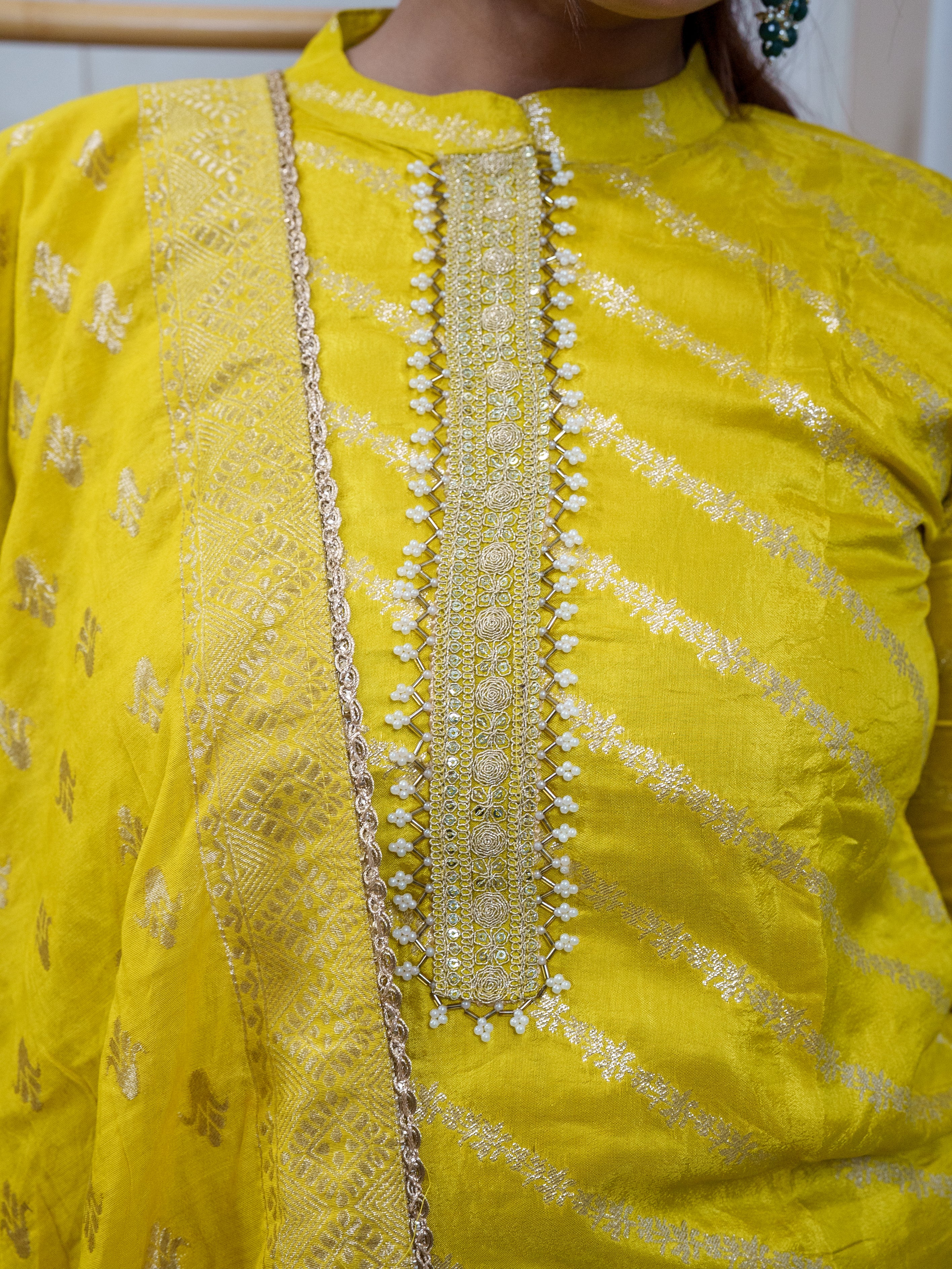 Sunlit Yellow Bandhej Kurta Set with Dupatta