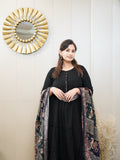 Classic Black Kurta Set with Printed Dupatta
