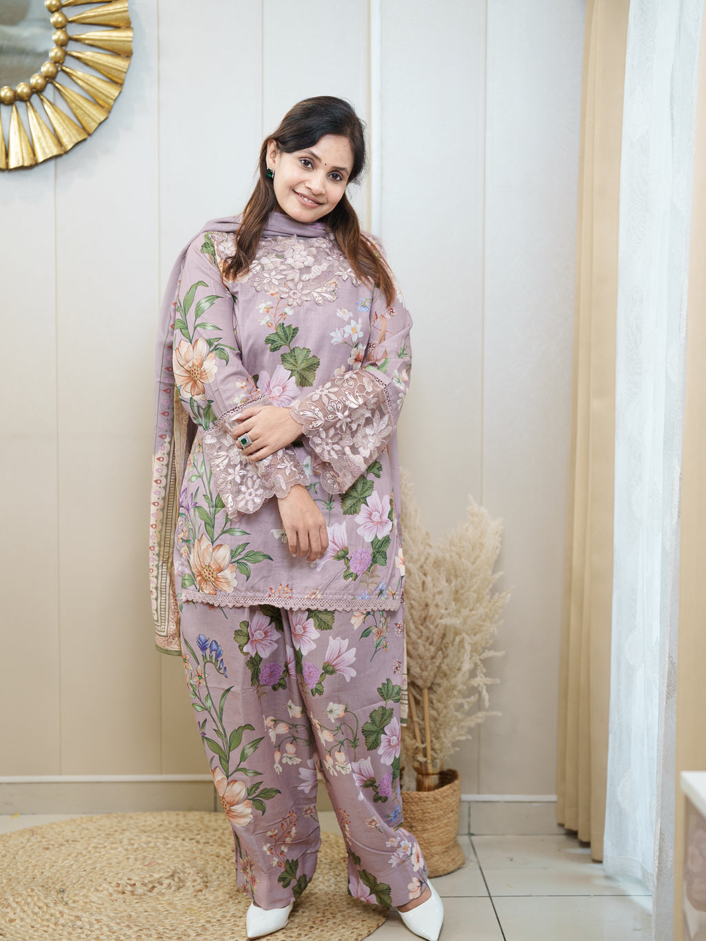 Pastel Lavender Floral Farsi Salwar Suit