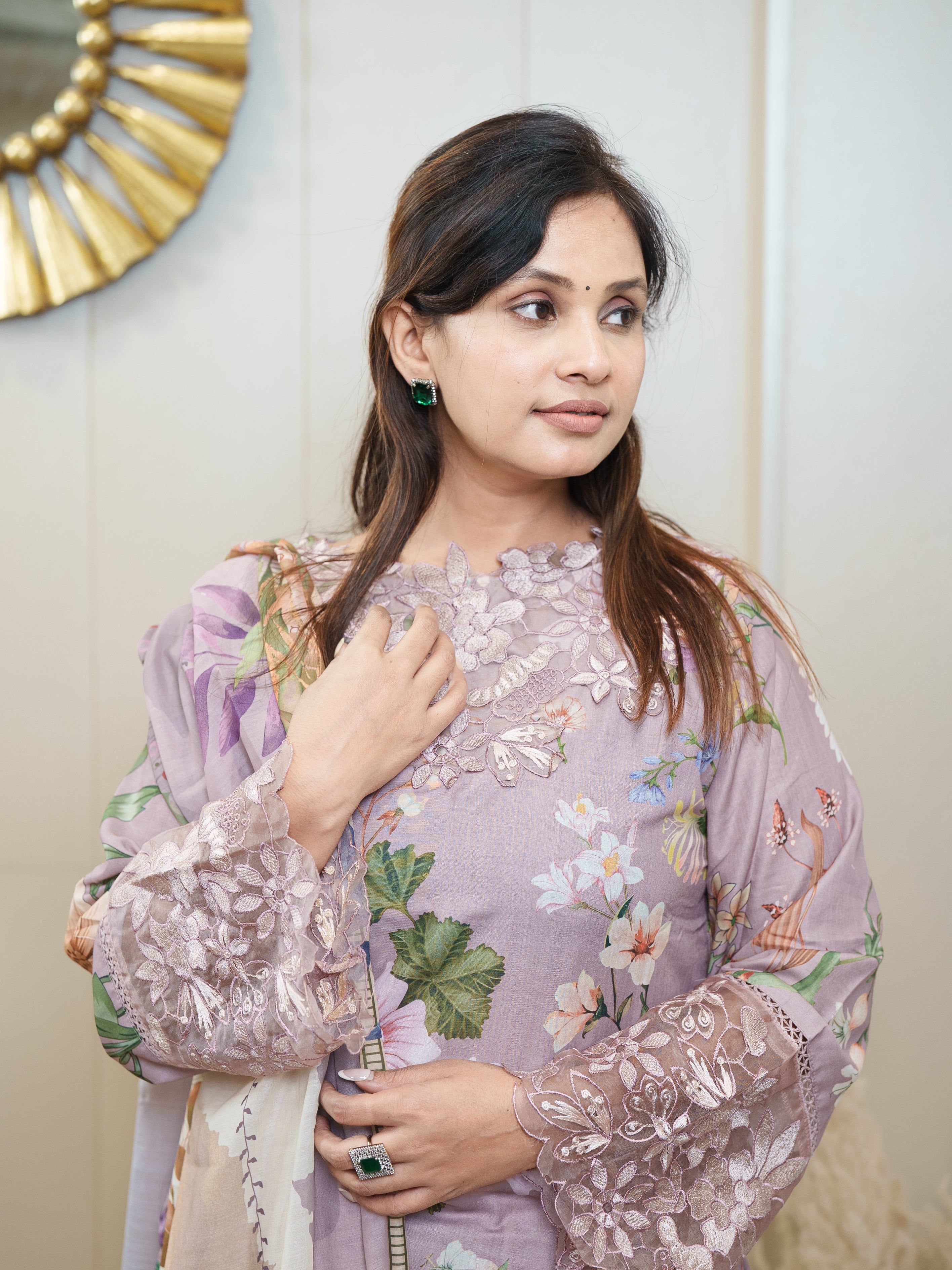 Pastel Lavender Floral Farsi Salwar Suit