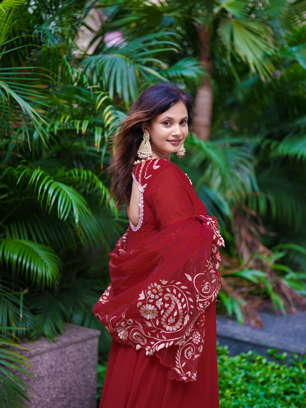 Crimson Elegance Anarkali Set
