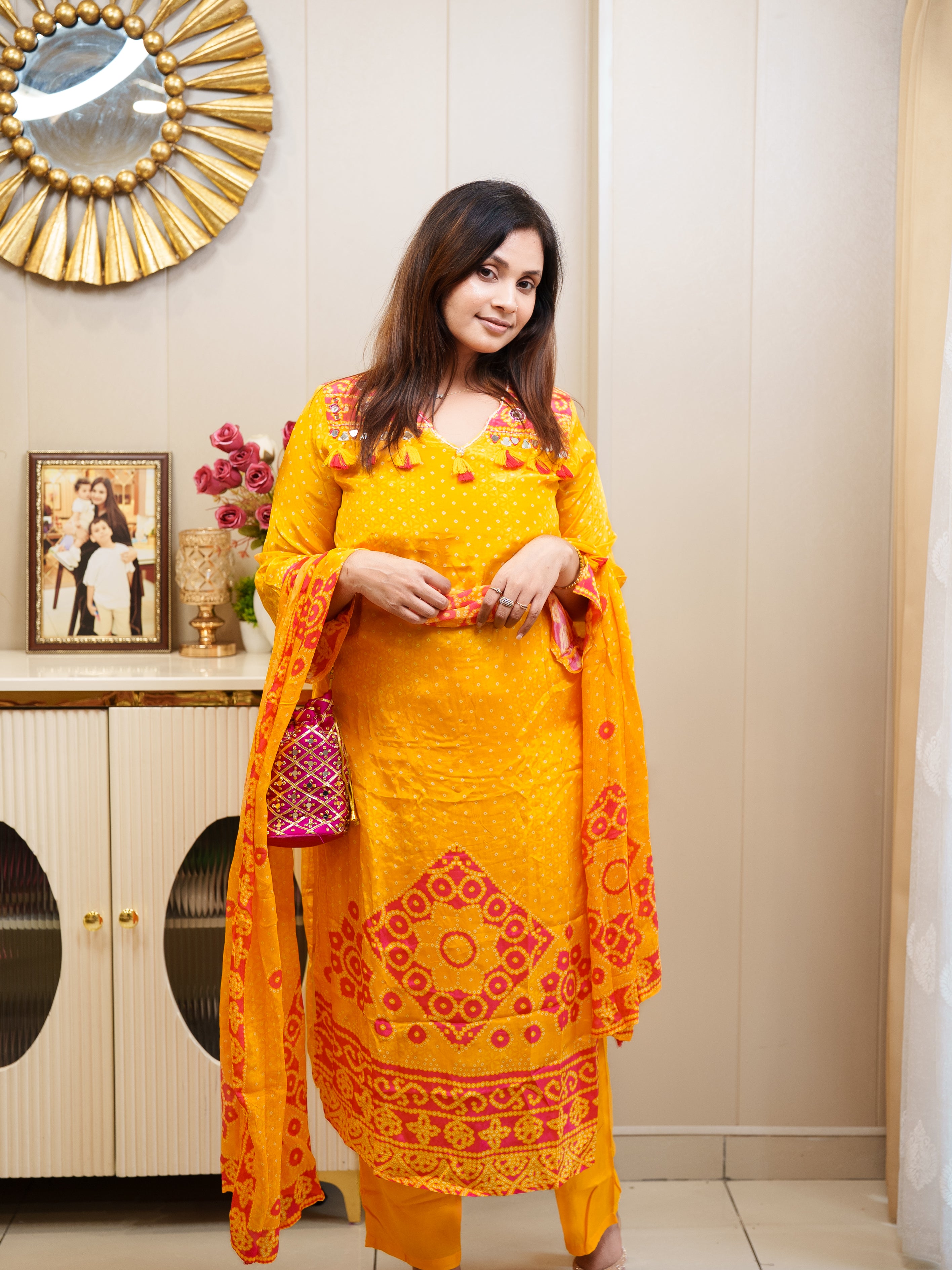 Haldi Noor Bandhej Suit Set