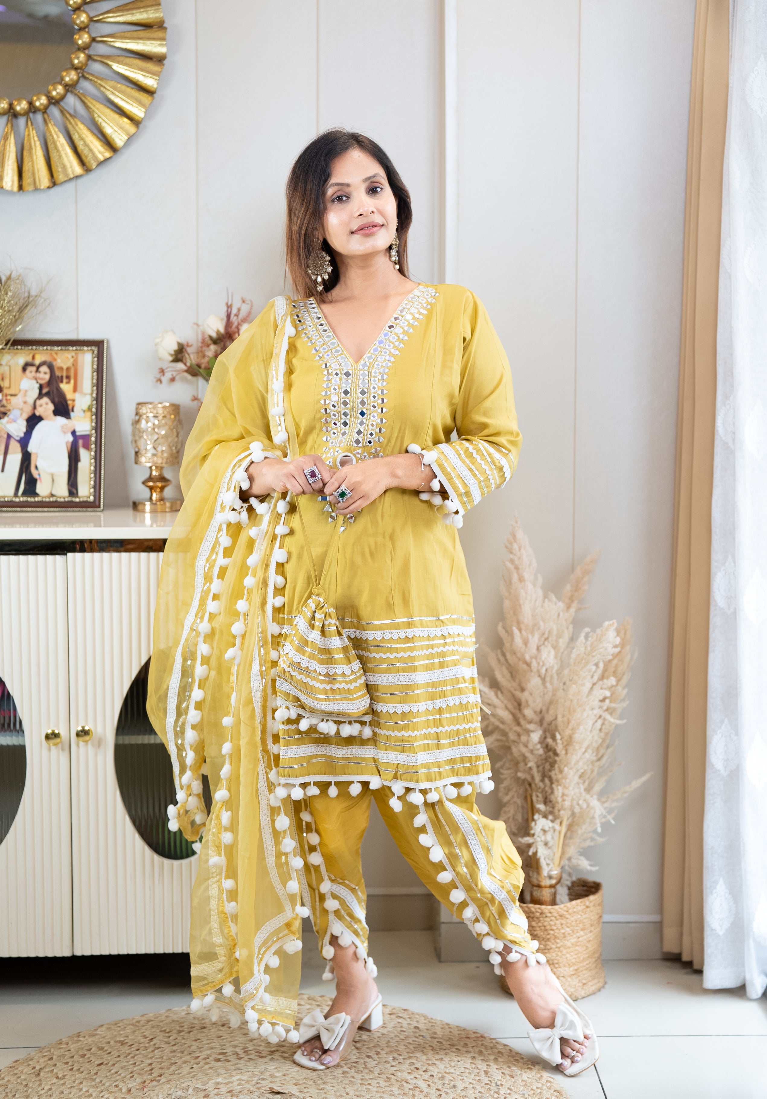 Genda Phool Mirrorwork Kurta Set