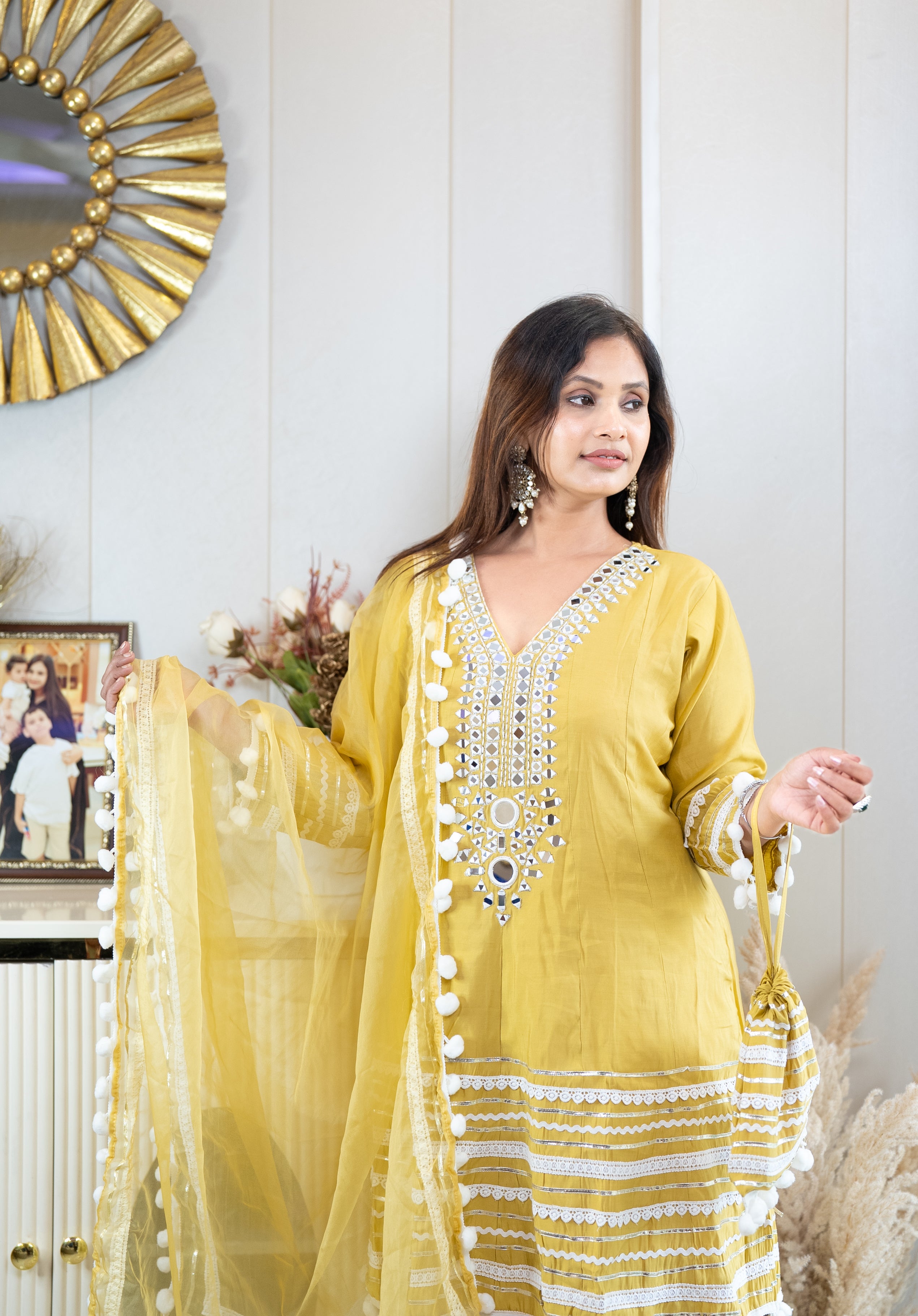 Genda Phool Mirrorwork Kurta Set
