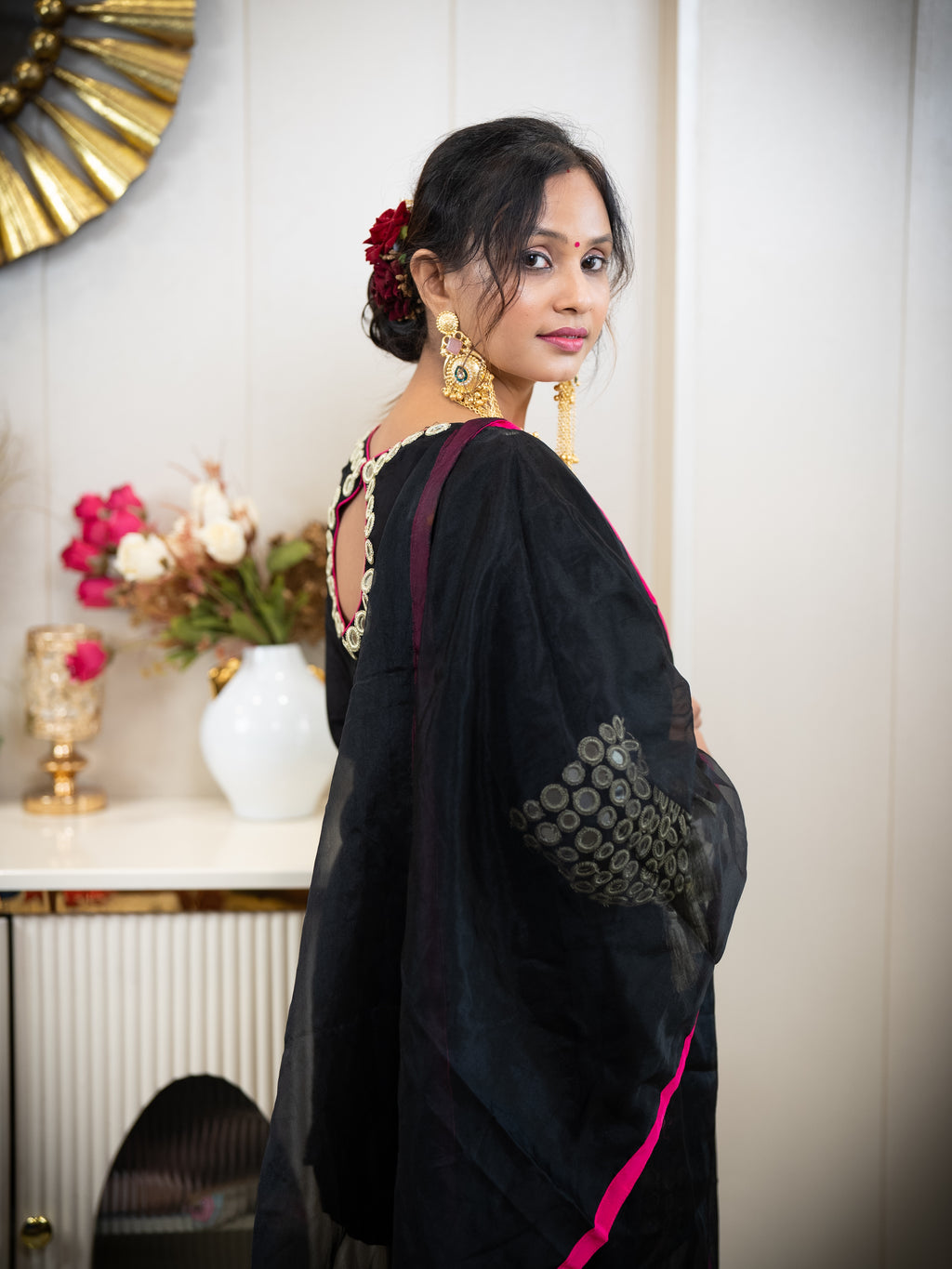 Black Mirror Work 3-Piece Suit with Rani Pink Accents