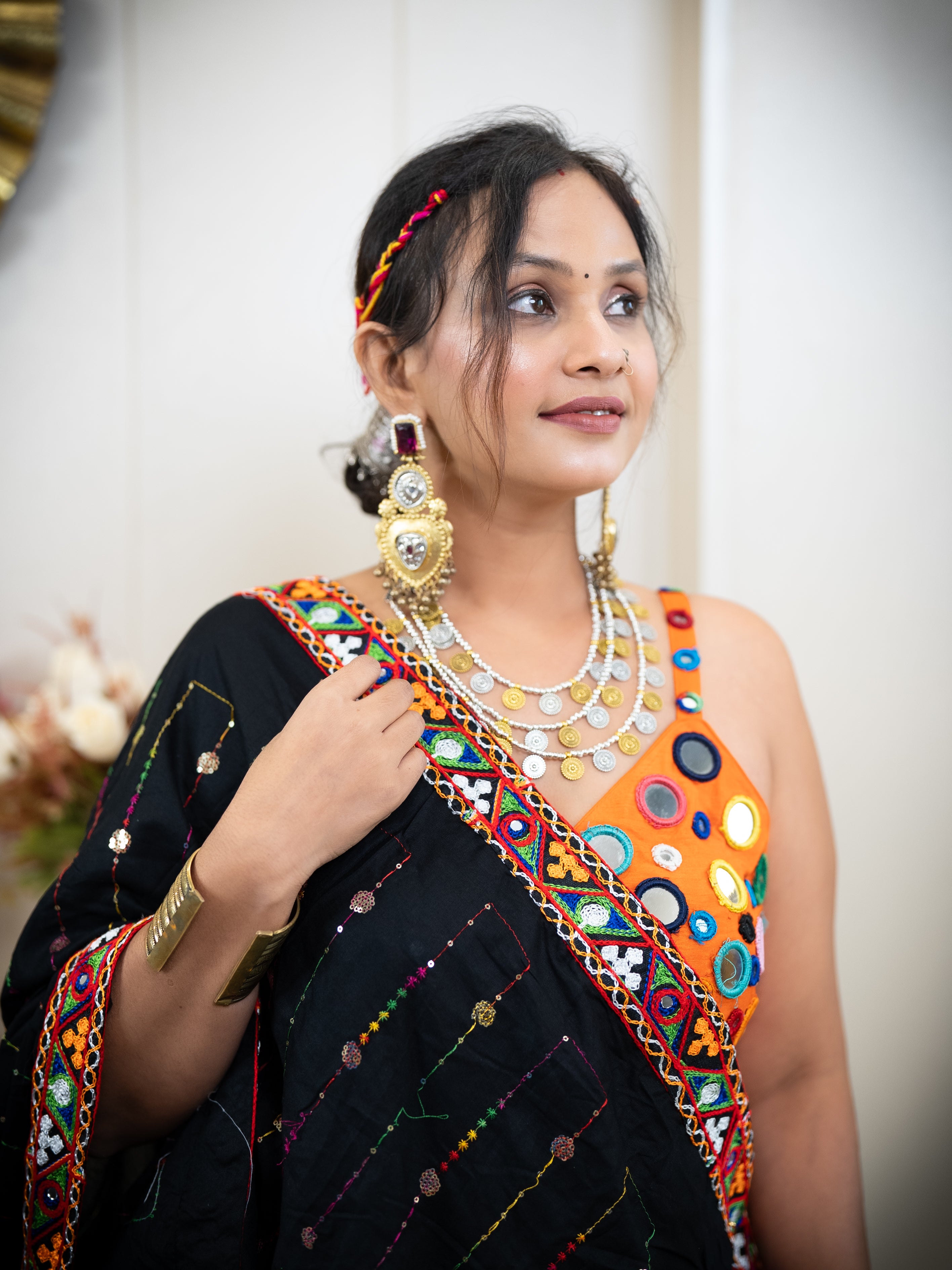 Authentic Gujarati Chaniya Choli for Navratri & Dandiya | Multicolor Mirror Work