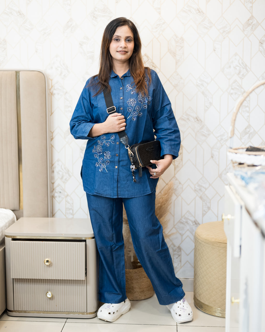 Midnight Bloom Denim Co-ord Set