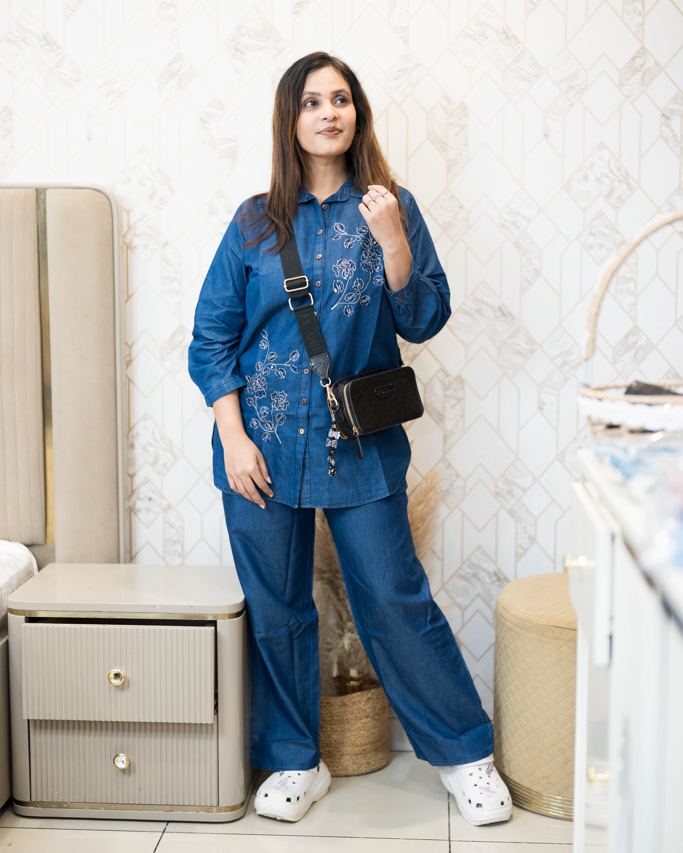 Midnight Bloom Denim Co-ord Set