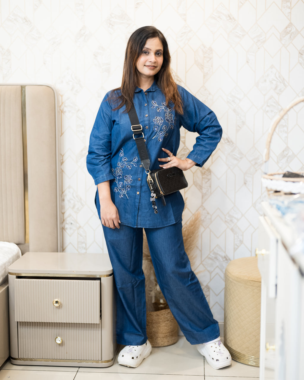 Midnight Bloom Denim Co-ord Set