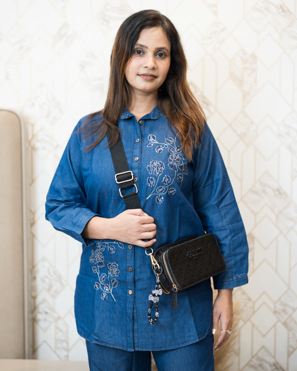 Midnight Bloom Denim Co-ord Set