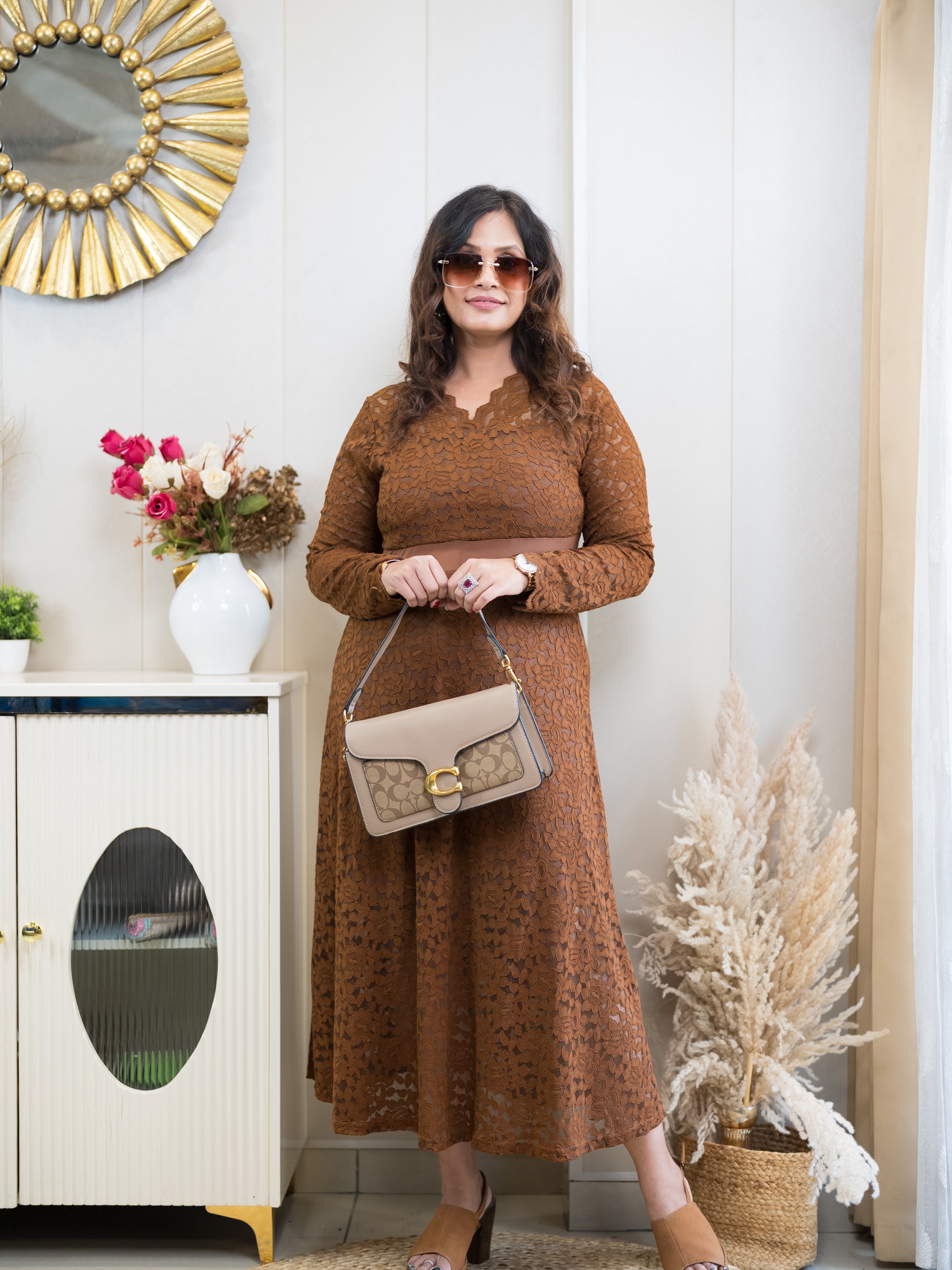 Mesh Cut Out Lacy Dress