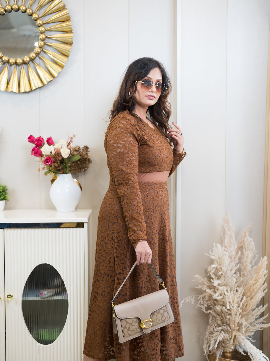 Mesh Cut Out Lacy Dress