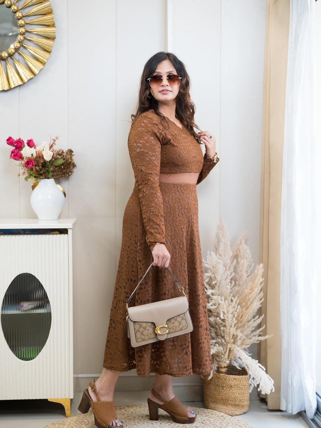 Mesh Cut Out Lacy Dress