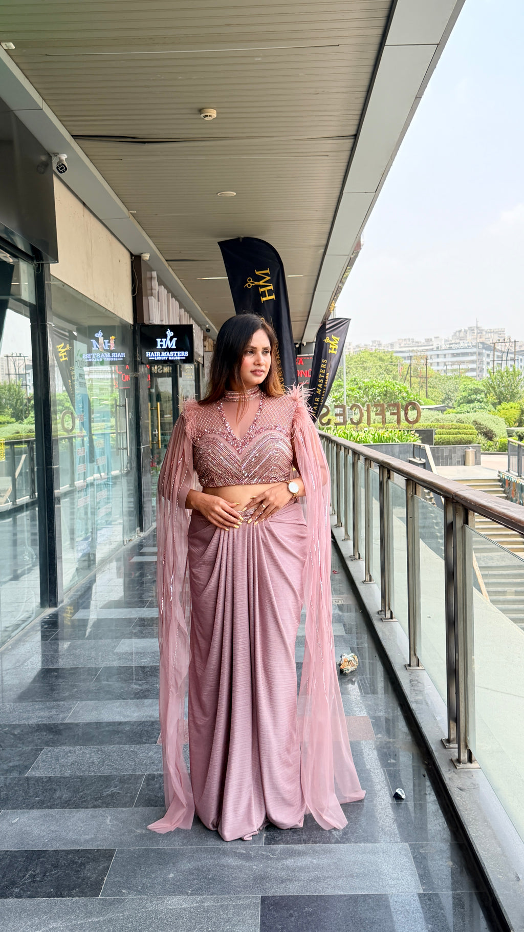 Blush Royale Drape Set|Indo Western Dress