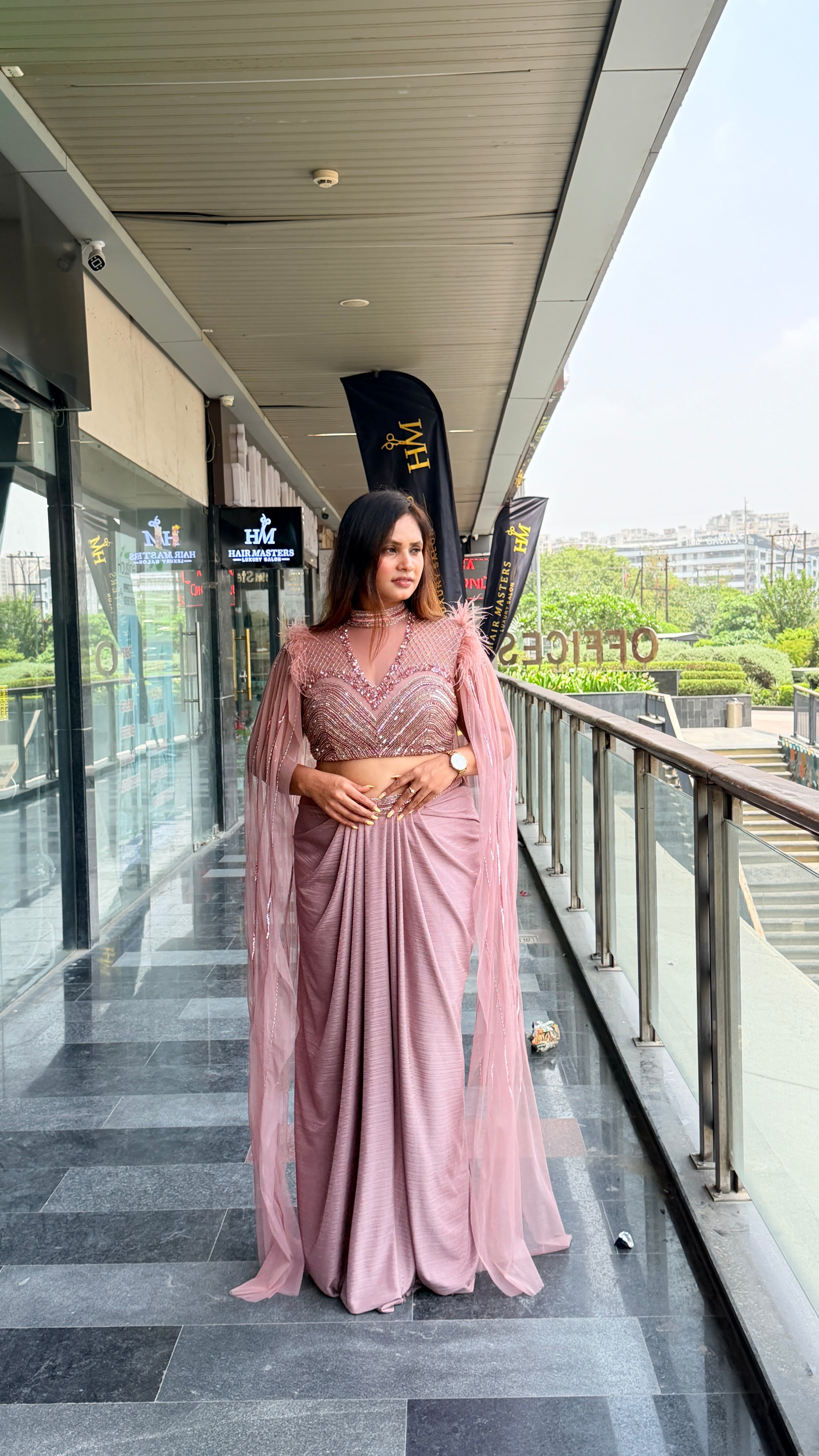 Blush Royale Drape Set|Indo Western Dress