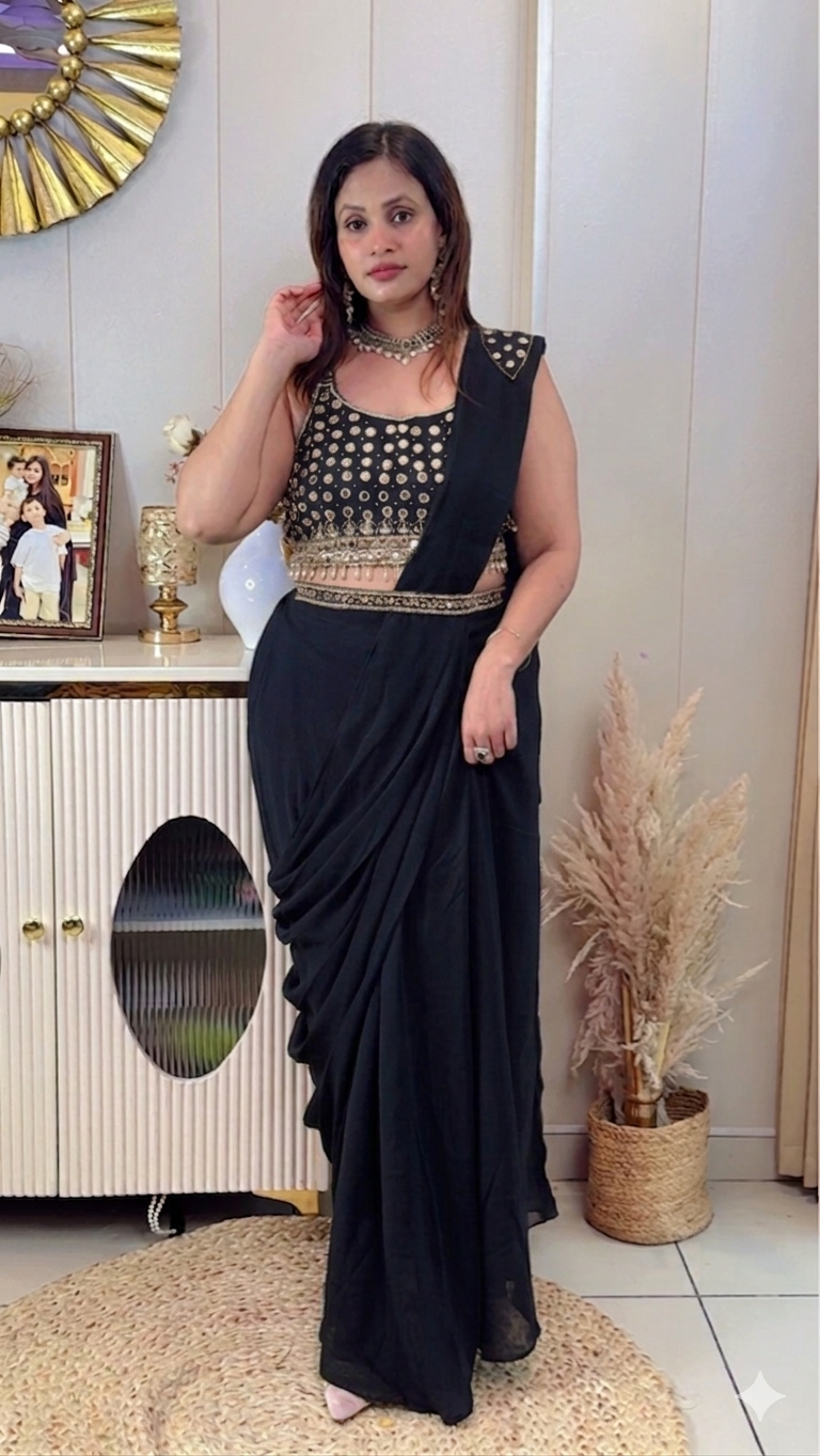 Ready-to-Wear Draped Saree Gown
