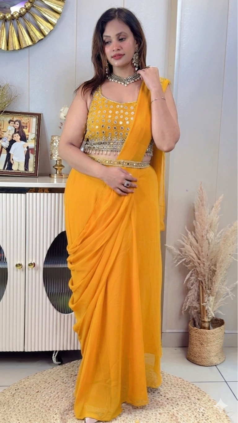 Ready-to-Wear Draped Saree Gown