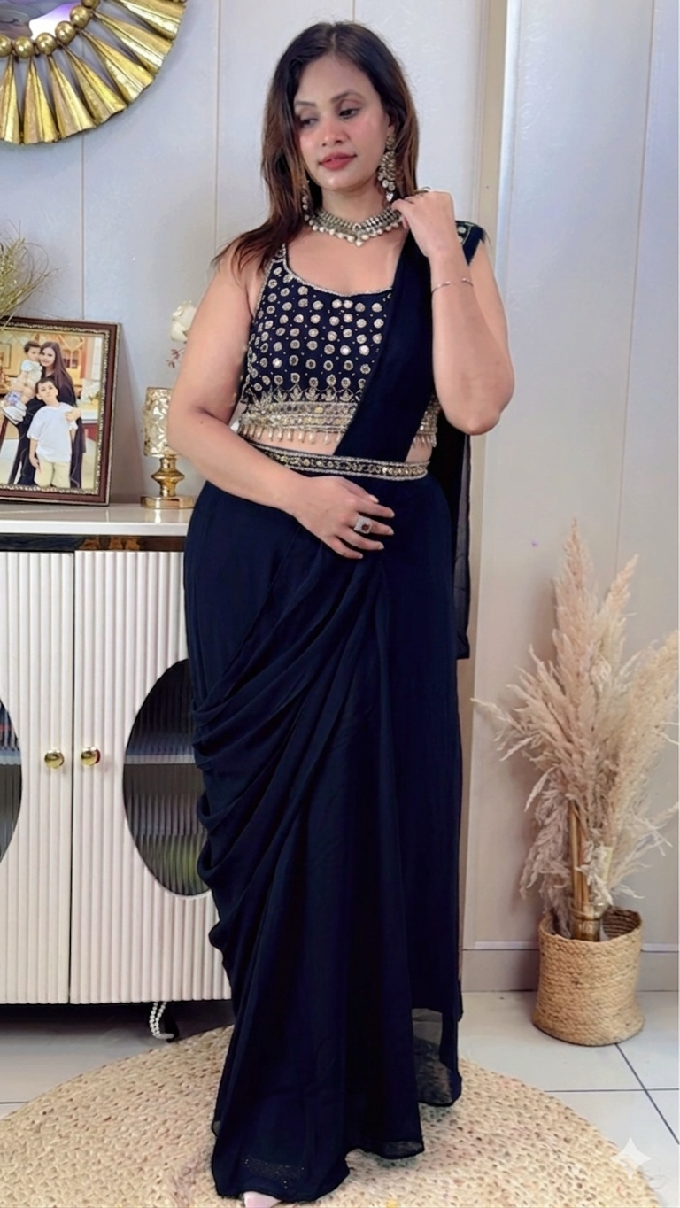 Ready-to-Wear Draped Saree Gown