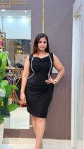 The Midnight Pearl Ruched Midi Dress